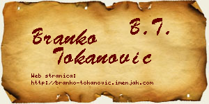 Branko Tokanović vizit kartica